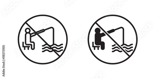 Free Download No fishing sign vector set vector graphics designs - GFXLoad