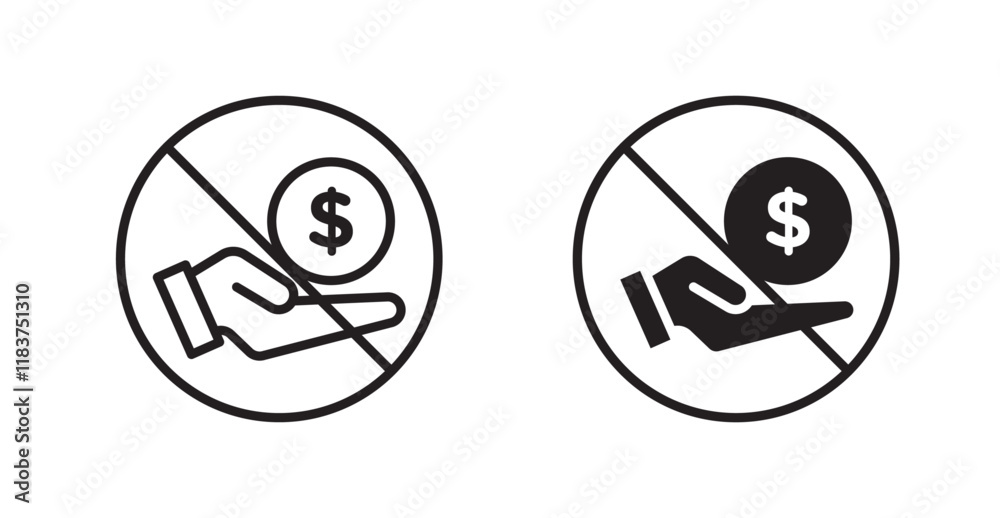 Fototapeta premium No money sign vector set vector graphics designs