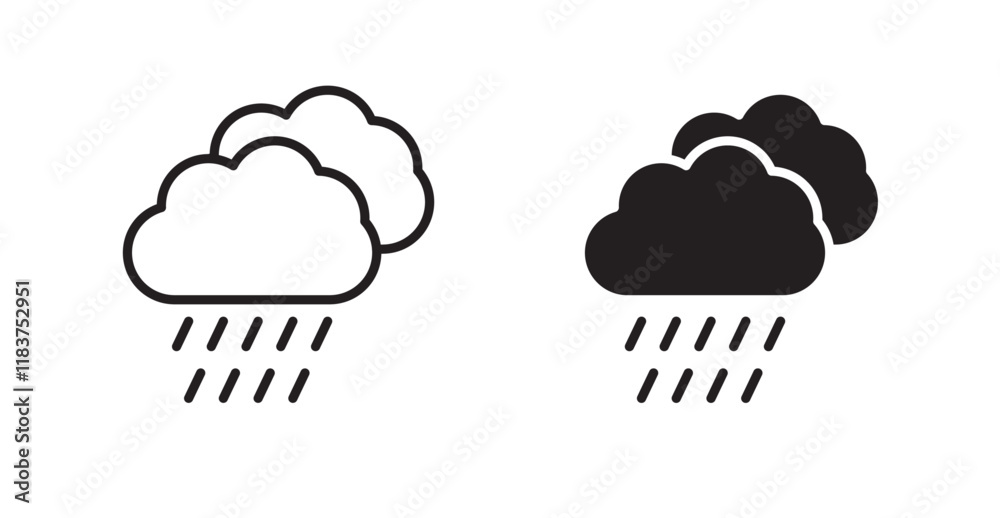 Rainy icon set vector graphics designs Rainy icon set vector graphics designs
