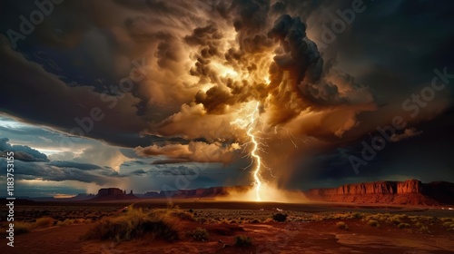 Dramatic thunderstorm over Monument Valley photo