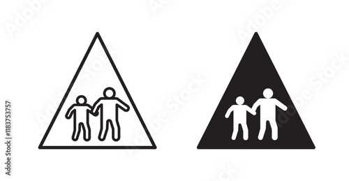 School crossing signs set vector graphics designs