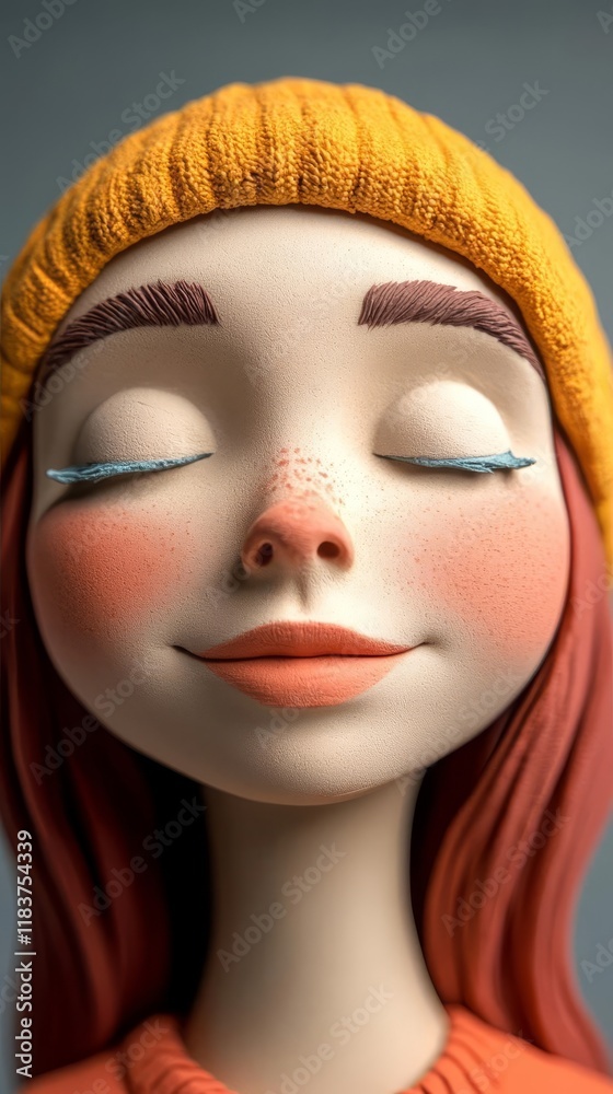 Serene Clay Figure with Knit Hat Serene Clay Figure with Knit Hat