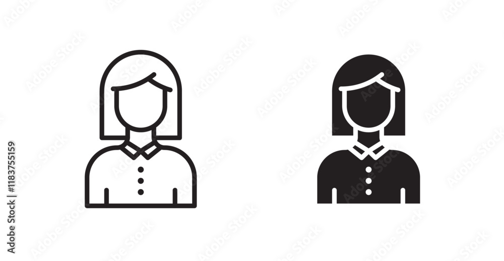 Student Girl icon set vector graphics designs Student Girl icon set vector graphics designs