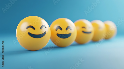 3d emoticon emojies with blur effect on blue background photo