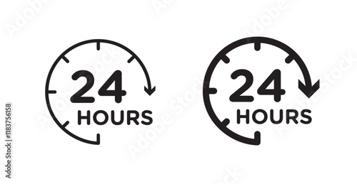 Twenty four hours icon set vector graphics designs