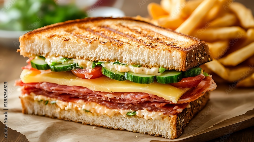 Club sandwich with cheese cucumber tomato smoked Club sandwich with cheese cucumber tomato smoked