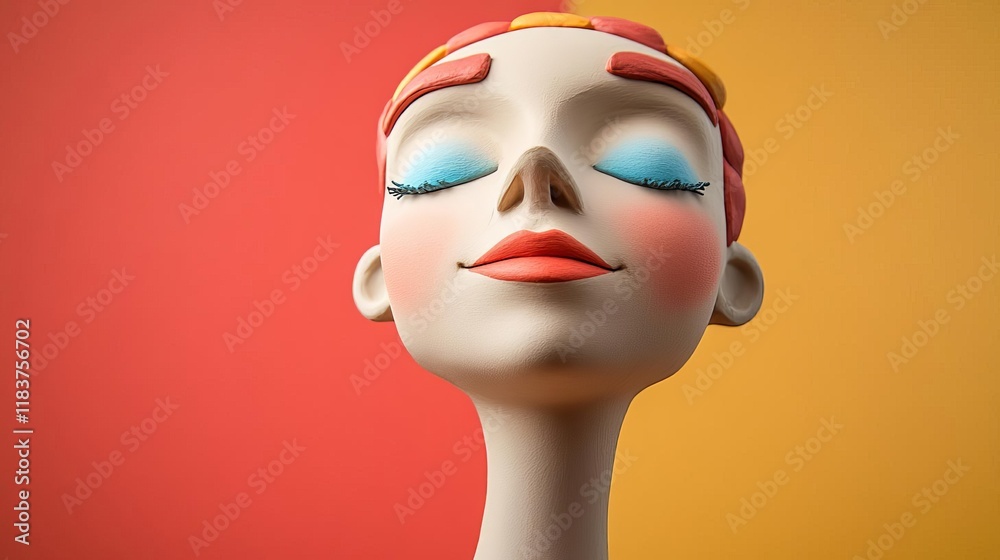 Serene Figurine with Colorful Headpiece Serene Figurine with Colorful Headpiece