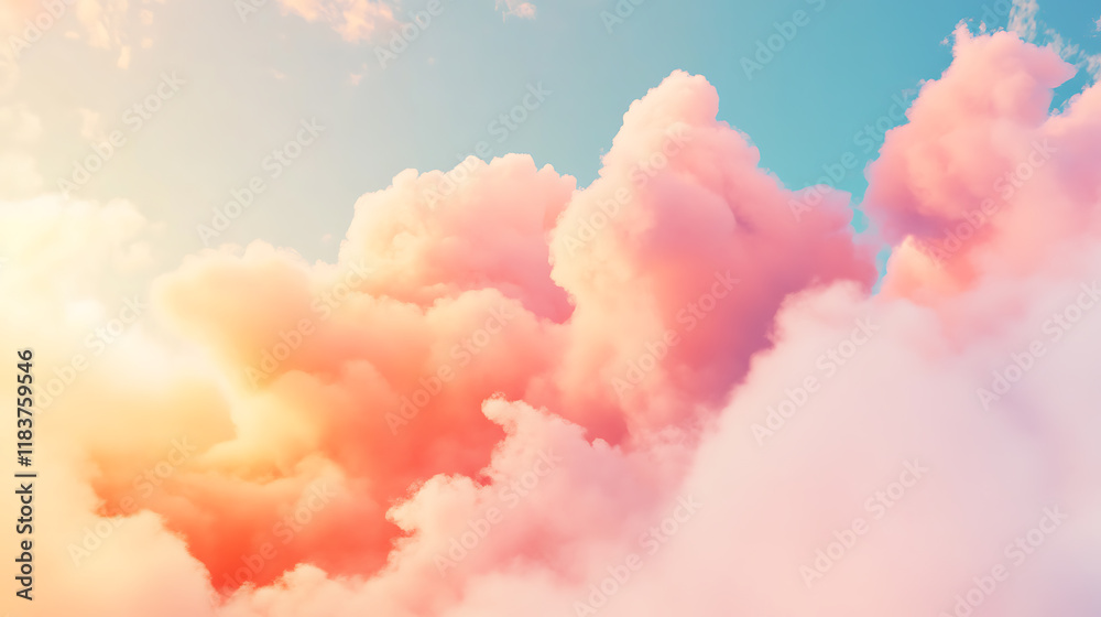 Big billboard mock up with white blank space and dynamic cloud background, advertisement design