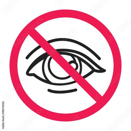 Forbidden look sign, prohibited look icon, No peeking allowed, no eye sign, no eye contact icon vector illustration