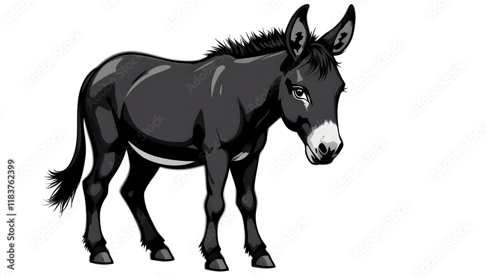 Fototapeta premium black donkey clipart isolated on white background