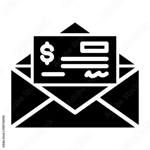 Pay Check Glyph Icon Design