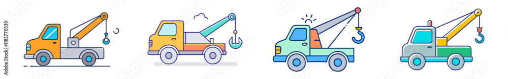 Naklejka premium tow truck vector icon, vehicles vector illustration - simple illustration of tow truck perfect for logos, and vehicles-themed designs.