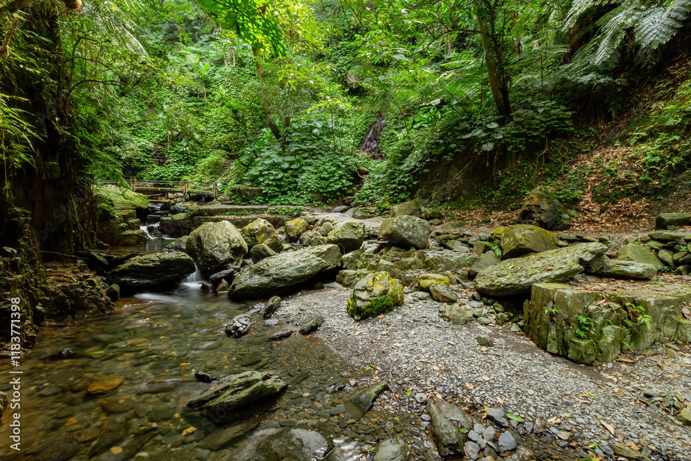 Sunny exterior view of the landscape of Linmei Shipan Trail