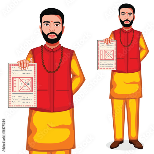 Indian Astrologer Cartoon Character Vector Illustration