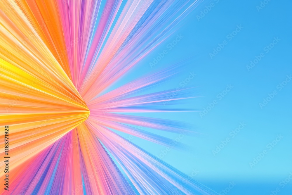 Fototapeta premium Colorful abstract burst clear blue sky