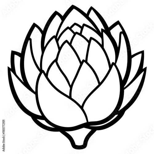 Artichoke Vegetable Line Art. Vector illustration 