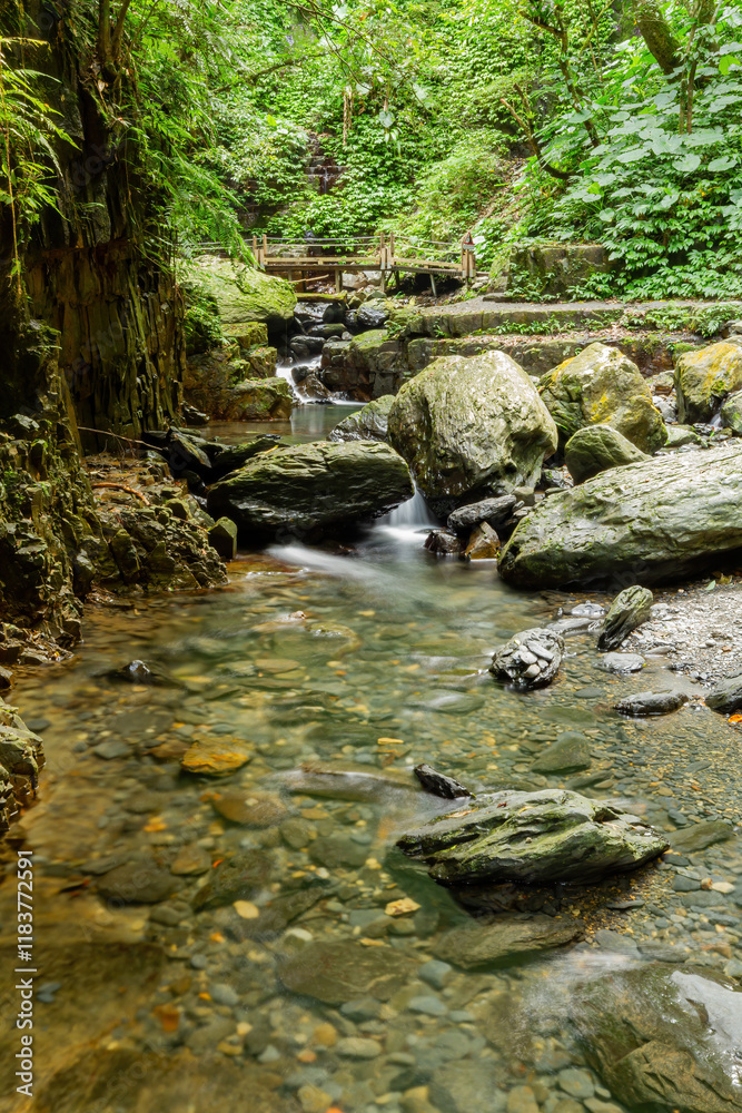 Sunny exterior view of the landscape of Linmei Shipan Trail