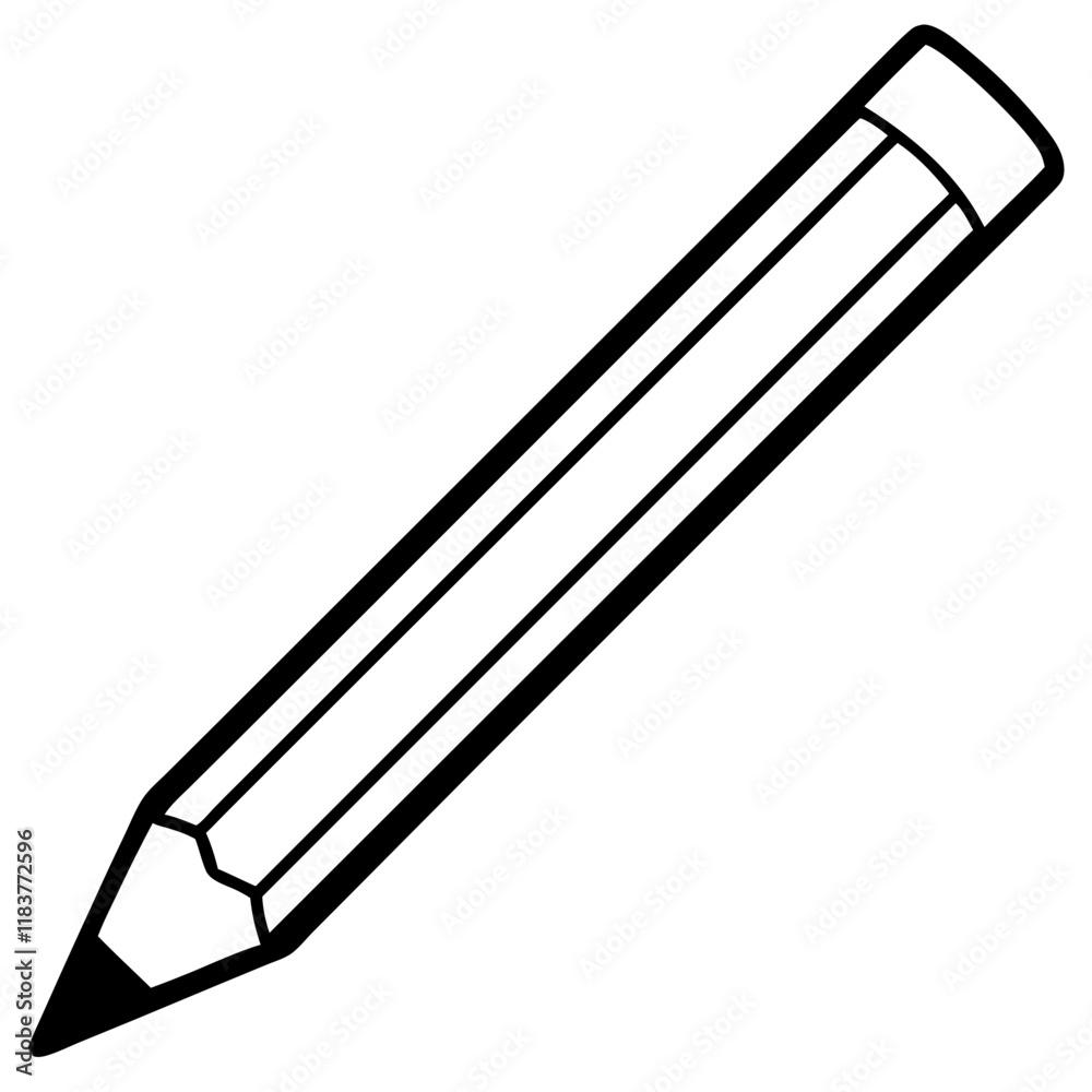 Simple Pencil Vector Line Art Illustration Simple Pencil Vector Line Art Illustration