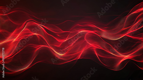 Red wave, red gradient, black background, high-end texture, digital art, red flowing lines, glowing effect, red glow