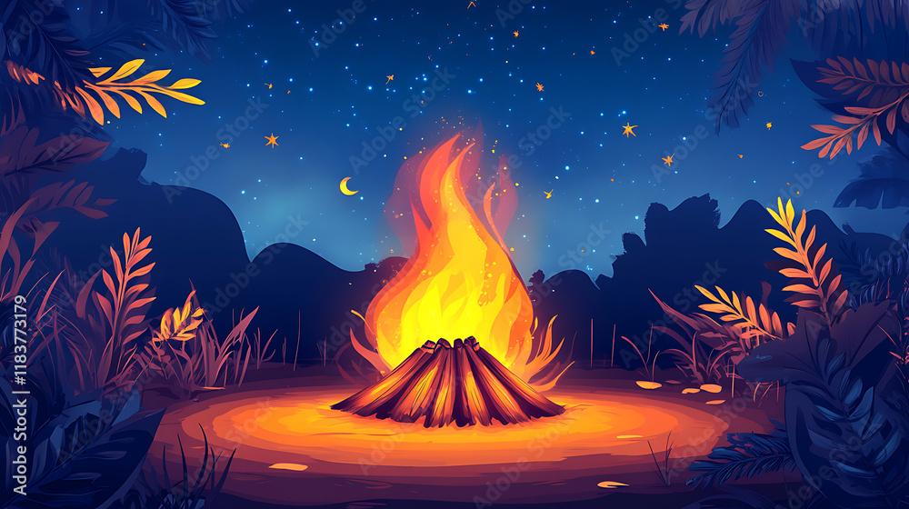 Lohri festival bonfire background