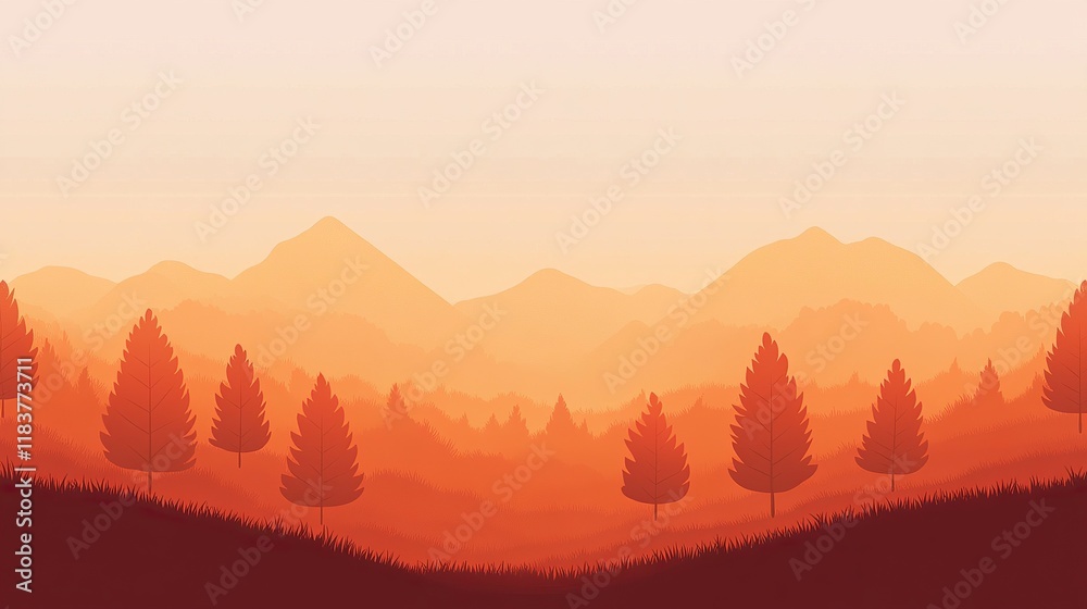 Fototapeta premium **A cozy autumn-themed gradient gracefully transitioning from mellow oranges to soft brownish reds