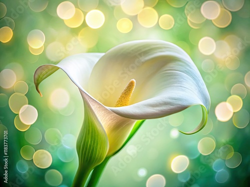 Abstract calla lily spiral bokeh, soft focus, elegant and artistic.