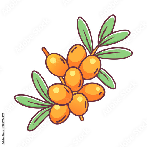 sea buckthorn vector icon, fruit vector illustration - simple illustration of sea buckthorn perfect for logos, and fruit-themed designs.