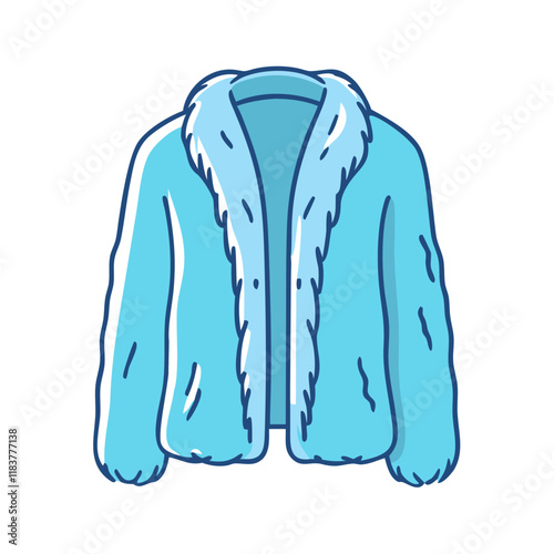 faux fur coat vector icon, clothing vector illustration - simple illustration of faux fur coat perfect for logos, and clothing-themed designs.