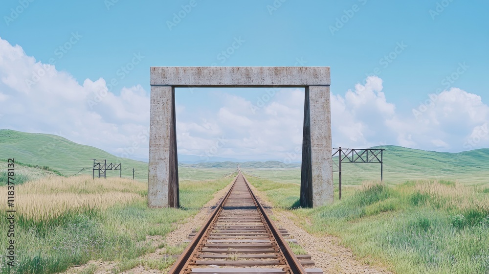 Endless Railroad Journey Through Serene Prairie Landscape