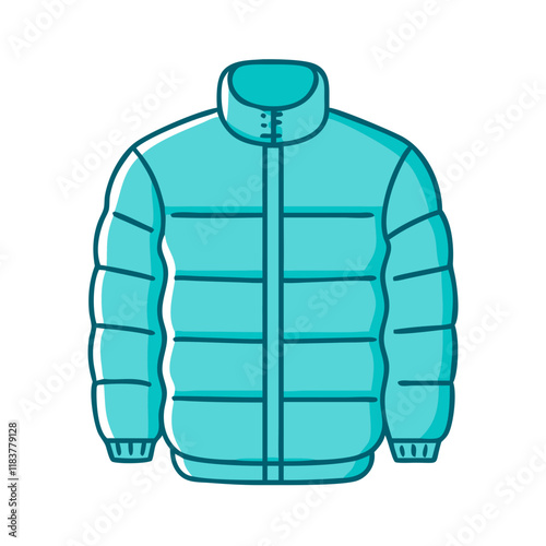 puffer jacket vector icon, clothing vector illustration - simple illustration of puffer jacket perfect for logos, and clothing-themed designs.