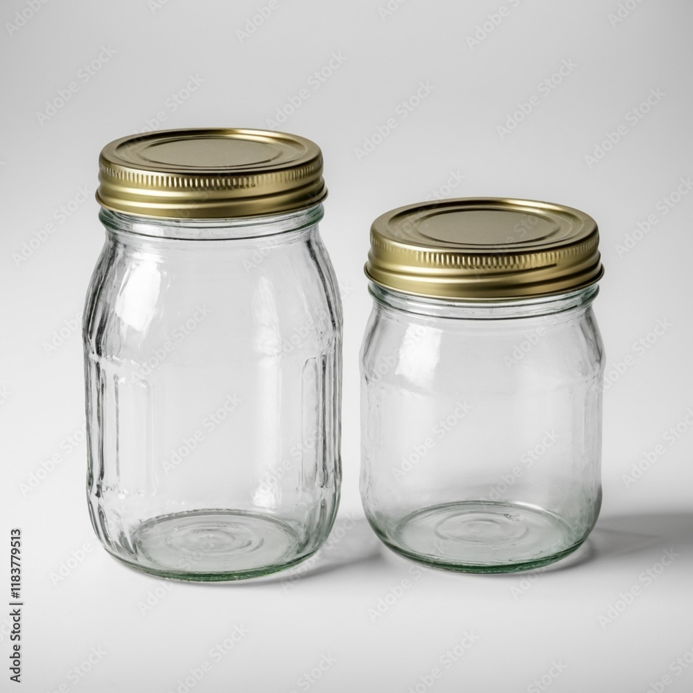 empty glass jar, canning and preserving. With cover and with lid. ,isolated empty glass jar, canning and preserving. With cover and with lid. ,isolated