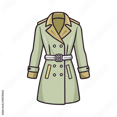 trench coat vector icon, clothing vector illustration - simple illustration of trench coat perfect for logos, and clothing-themed designs.