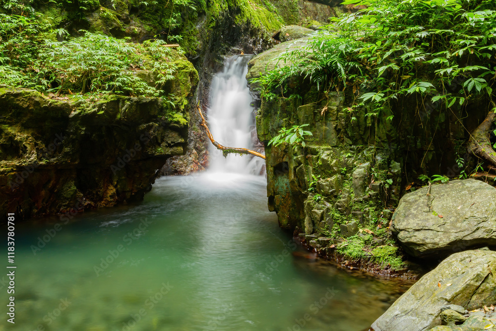 Sunny exterior view of the landscape of Linmei Shipan Trail