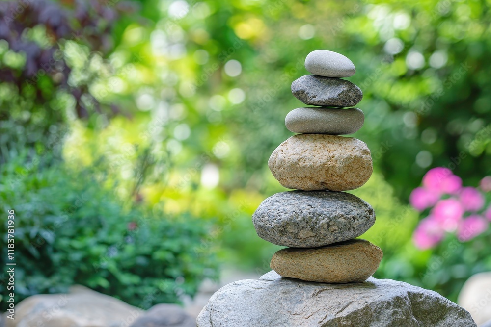 Zen Stone Stacking A tranquil close up of a meticulously balanced pebble tower featuring a blurred soothing backdrop Zen Stone Stacking A tranquil close up of a meticulously balanced pebble tower featuring a blurred soothing backdrop