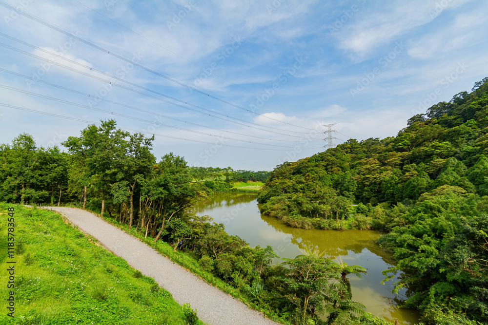 Sunny view of the nature landscape around Yilan County