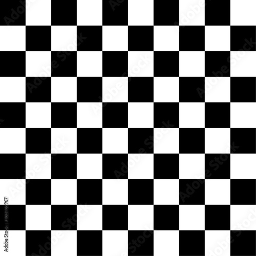 Black and white checkered pattern. A classic geometric design, perfect for backgrounds or textures.