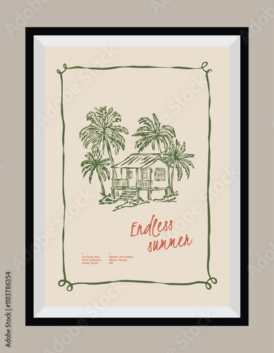 Sketch style La Dolce Vita illustrations with an aesthetic quote in a poster frame.