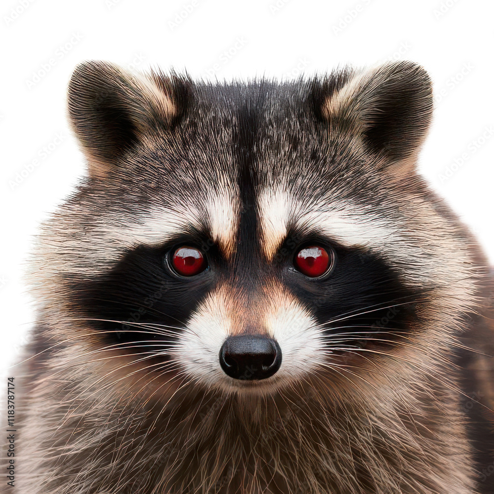 Obraz premium Raccoon portrait, white isolate background.