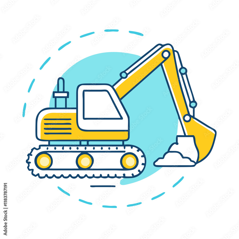 Naklejka premium excavator vector icon, vehicles vector illustration - simple illustration of excavator perfect for logos, and vehicles-themed designs.