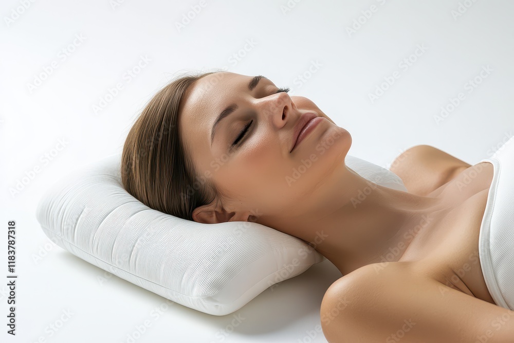 Memory foam orthopedic pillow designed for sleep featuring a shoulder recess isolated on a white background Memory foam orthopedic pillow designed for sleep featuring a shoulder recess isolated on a white background