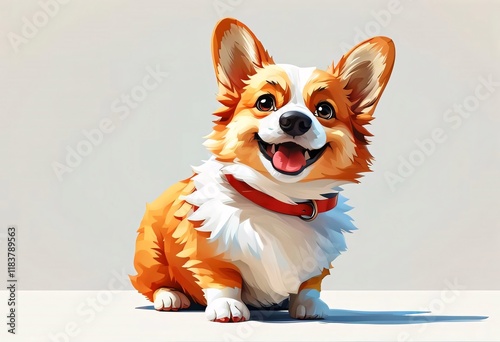 Happy corgi dog portrait, studio, white background, pet. photo