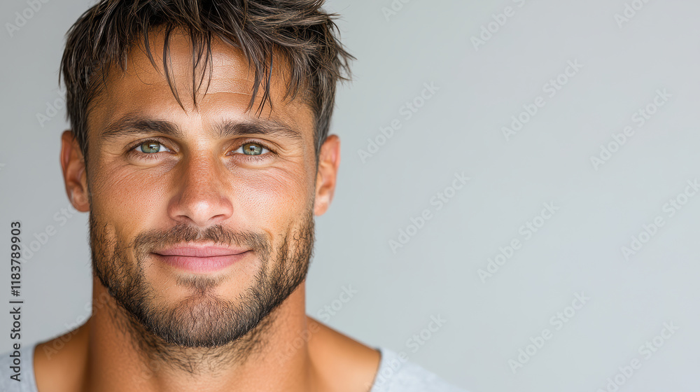 Obraz premium charming man with confident smile and expressive eyes