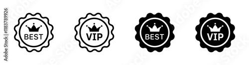 VIP sign set icons. Linear and silhouette style. Vector icons.