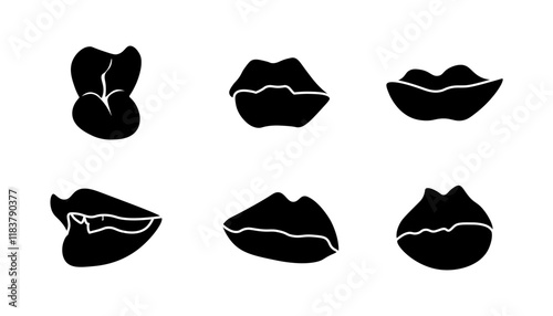 Lips set icons. Silhouette style. Vector icons.