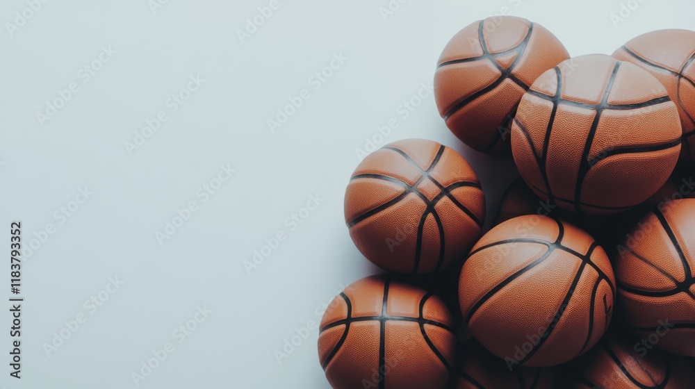 Obraz premium flat-lay image of pile of basketballs