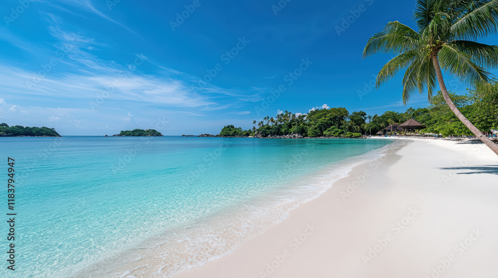 serene beach with clear turquoise water and white sand, perfect for relaxation serene beach with clear turquoise water and white sand, perfect for relaxation