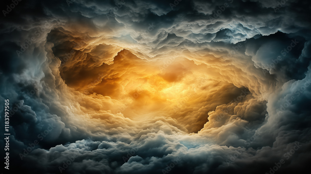 Fototapeta premium dramatic sky with swirling clouds and glowing center creates surreal atmosphere