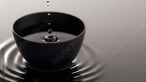 Tilted Black Cup with Liquid Dripping photo