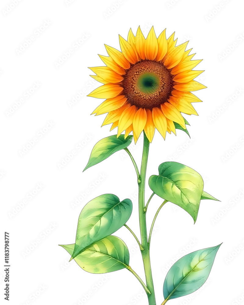 Fototapeta premium Sunflower watercolor element 