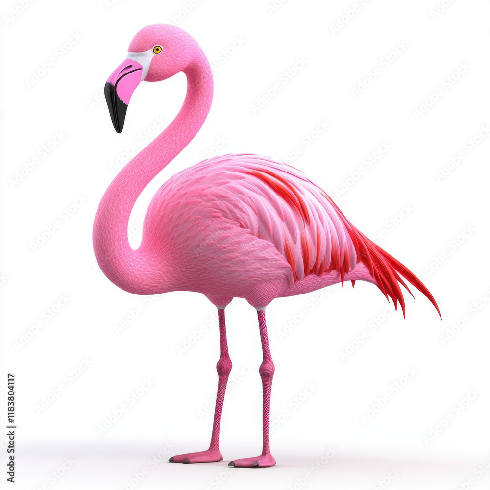 Fototapeta premium Elegant Pink Flamingo in Profile: A Vibrant Tropical Bird